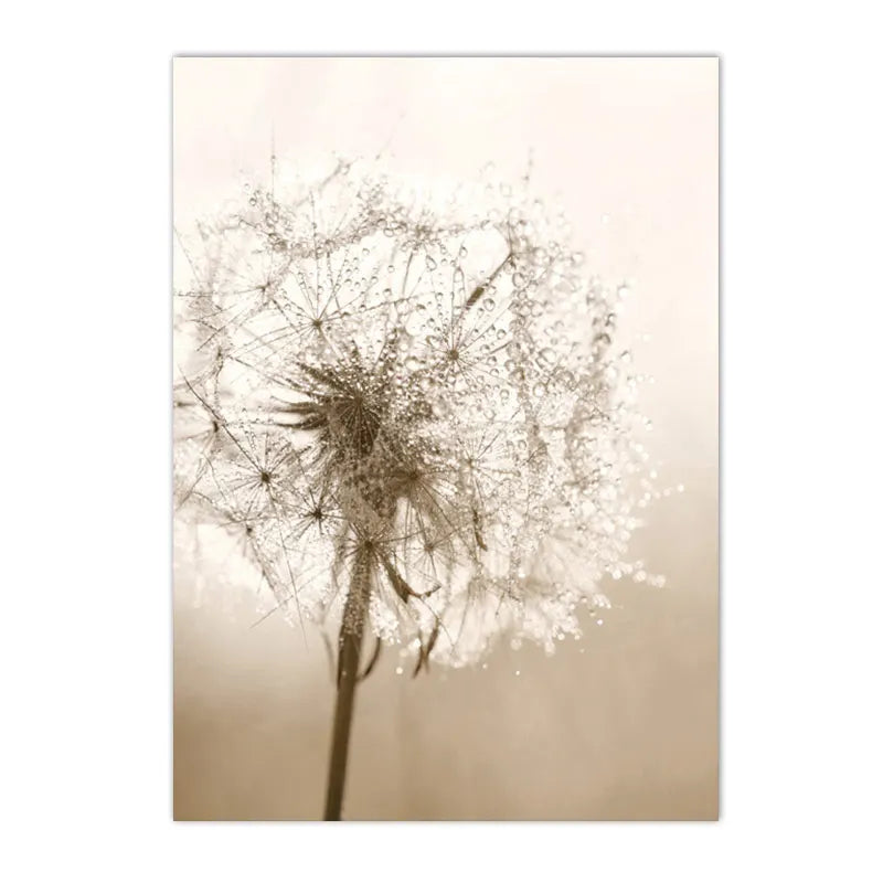 Nordic Beige Dandelion Painting Poster Reed Canvas Art Print Flower Posters Bunny Tail Grass Wall Art Picture Living Room Decor