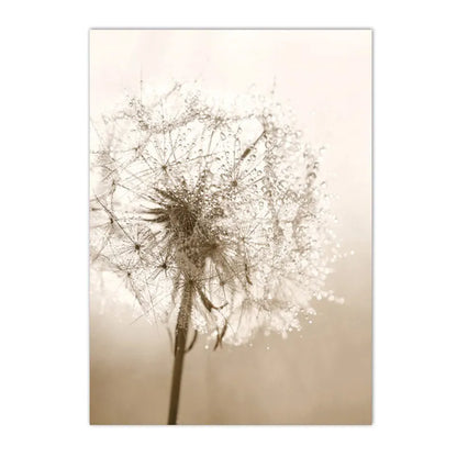 Nordic Beige Dandelion Painting Poster Reed Canvas Art Print Flower Posters Bunny Tail Grass Wall Art Picture Living Room Decor