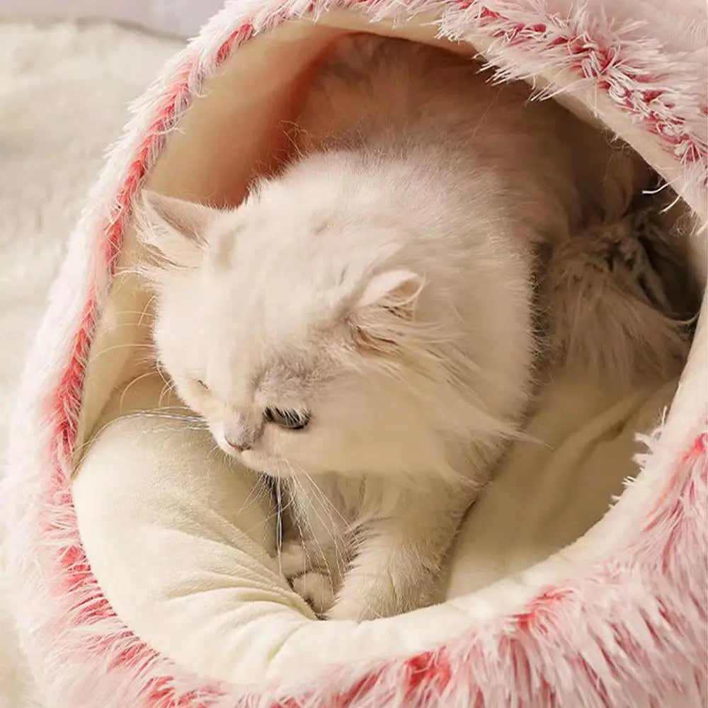 2 in 1 Soft Plush Pet Bed 50CM with Cover Round Cat Bed Pet Puppy Mattress Warm Cat Dog Sleeping Nest Cave for Small Dogs Mats