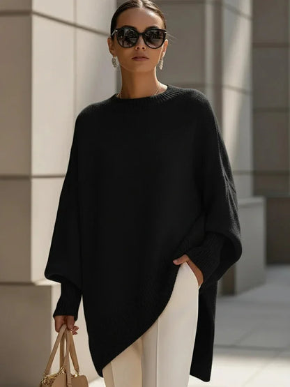 LEOSOXS 2025 Autumn/winter Cashmere Casual Round Neck Pullover Knitted Sweater for Women Loose and Lazy Style Solid Color Tops