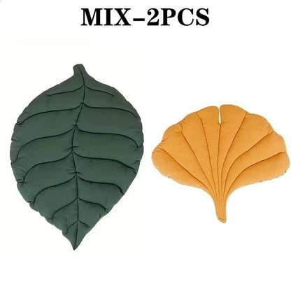 Leaf Shaped Pet Bed Reversible Soft Washable Non Slip Cushion for Cats Dogs Indoor Travel Camping Comfortable Cozy Mat