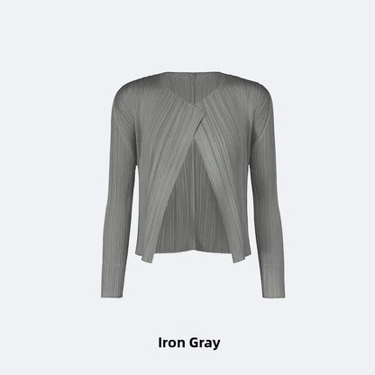 Slimming Woven ort Coat Jaet Women's Faion Spring Autumn Thin Design Sense Folded Cardigan Outerwear Sli Outer Layer