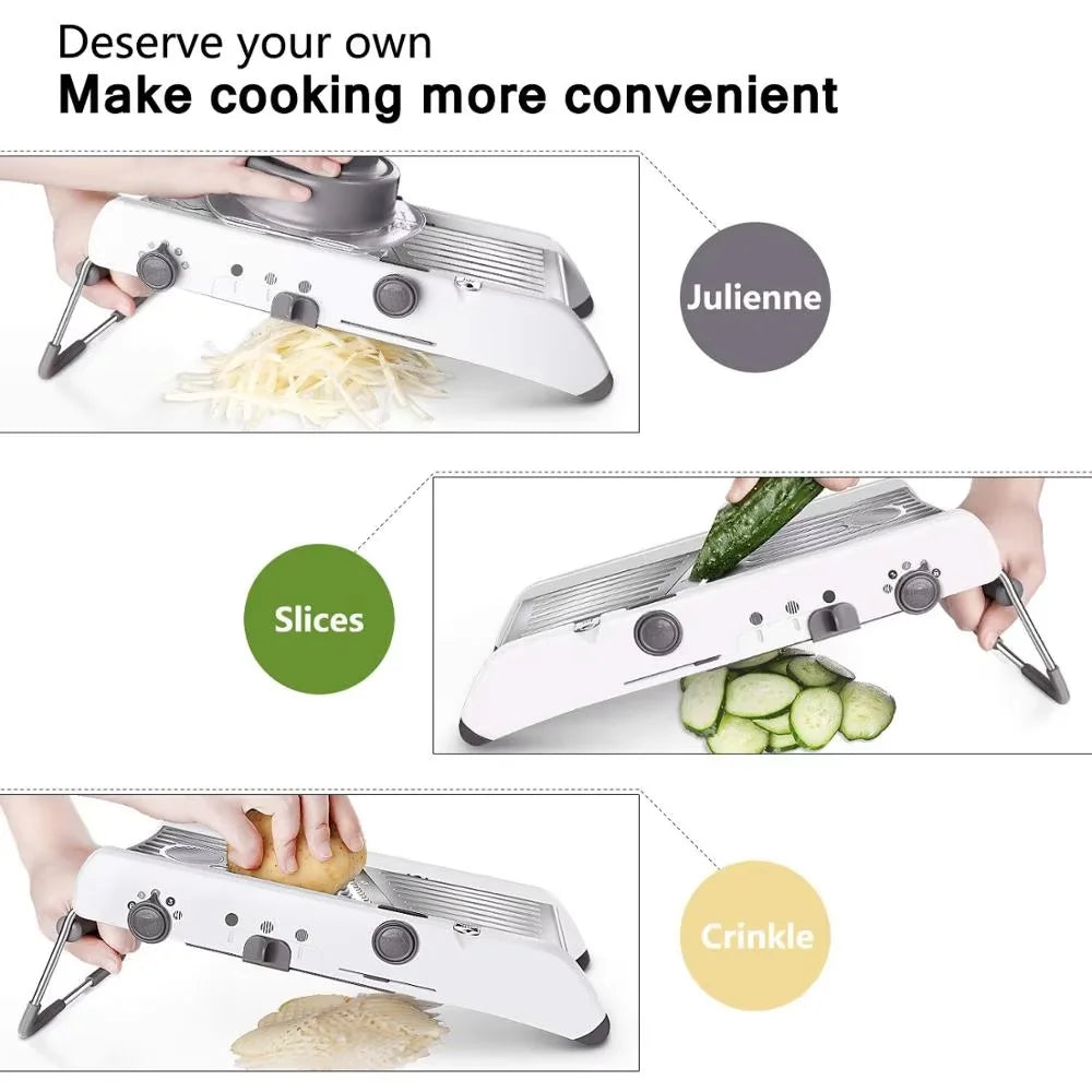 Adjustable Mandoline Slicer Stainless Steel Vegetable Chopper Slicer Veggie Chopper with Waffle Maker| French Fry Cutter YY120