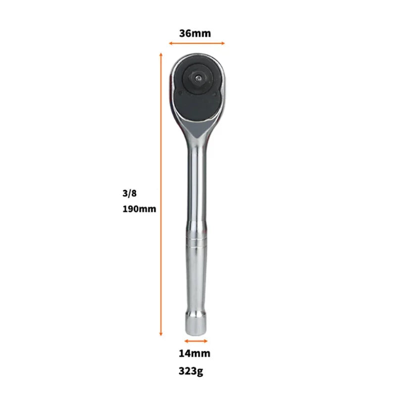 Ratchet Wrench, 1/4'' 3/8'' 1/2'' Drive 24-Tooth Reversible Socket Ratchet With Quick Release, Chrome Alloy , Fully Polished