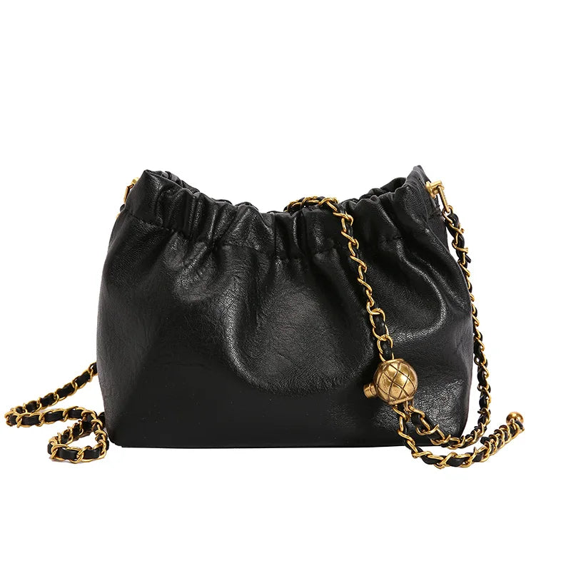 Women's chain shoulder bag PU leather crossbody bag handbag all casual pleated vagabonds bag women's fashion purse
