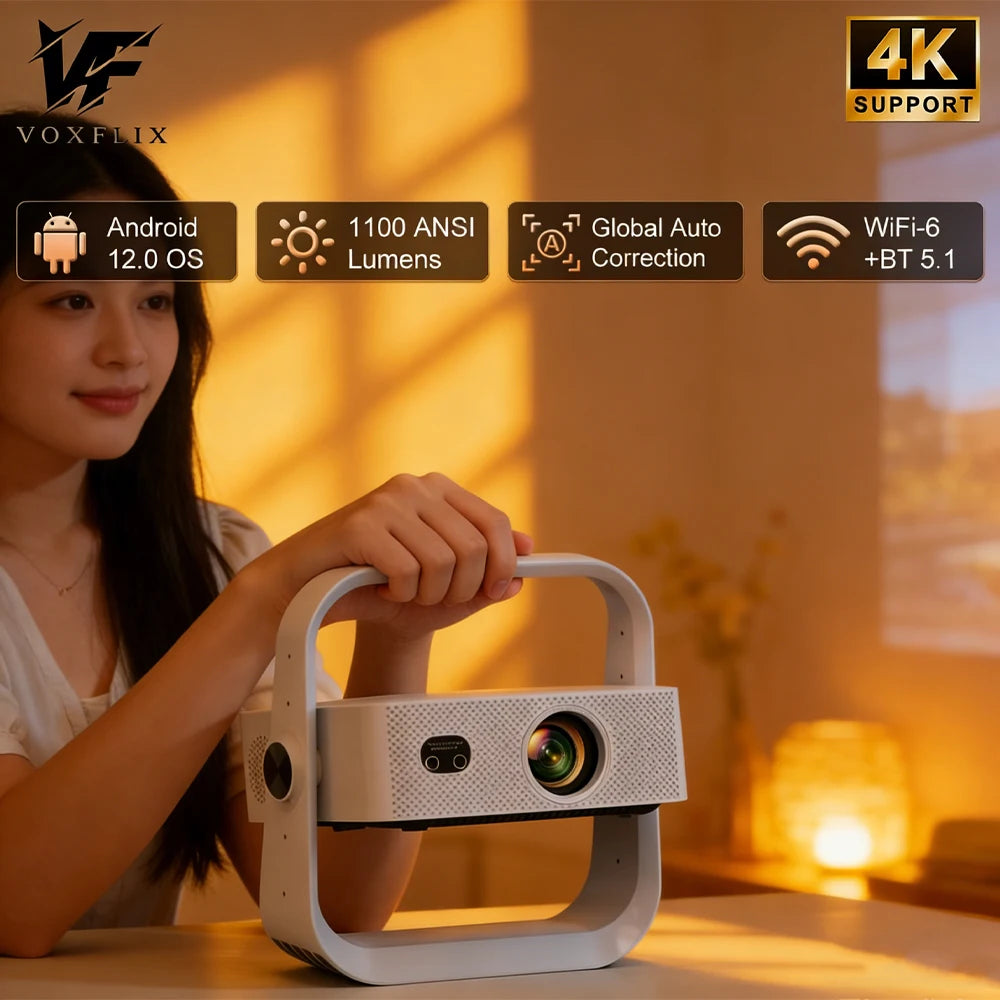 Everycom VOXFLIX X9 Pro Plus Projector 12000 Lumens Auto Focus Full HD 1080P Display High Brightness Portable Android 12 Beamer