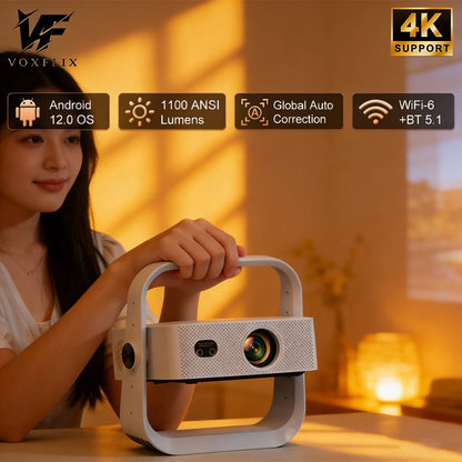 Everycom VOXFLIX X9 Pro Plus Projector 12000 Lumens Auto Focus Full HD 1080P Display High Brightness Portable Android 12 Beamer