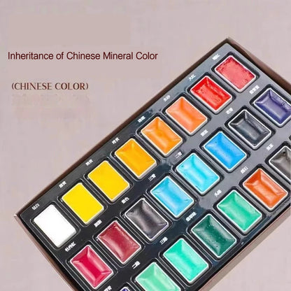 Chinese Painting Pigments 12/24 Color Classical Art Solid Pigments Portable Traditional Chinese Painting Drawing Art Supplies