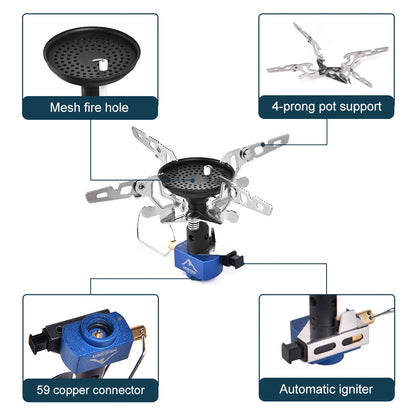 Outdoor Camping Gas Burner Outdoor Stove 3300W with Igniter Camping Equipment Portable Tourist Survival Bushcraft Kitchen