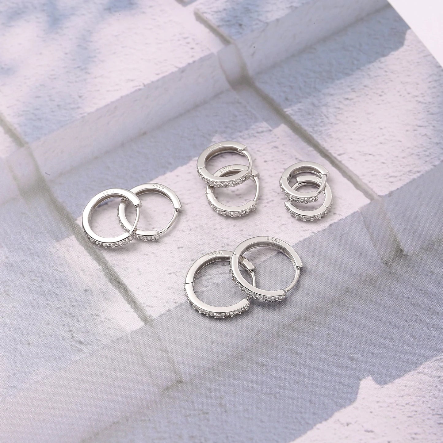 S925 Sterling Silver Pin Earrings Fashion Hoop Earrings White Gold Plated Earrings Nickel Free Earrings