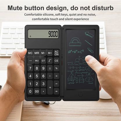 VAORLO 2-In-1 Smart Calculator & 6 Inch Writing Tablet Foldable 12 Digit LCD Display For Office Student Teachers Accountant