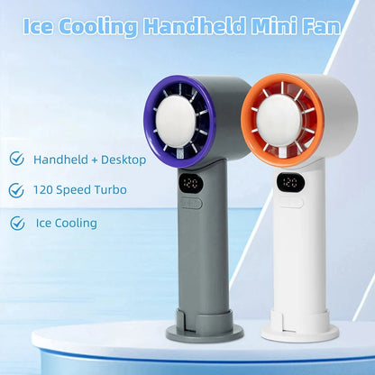 Mini Handheld Fan 120 Speed Portable Bladeless Desktop Fans Rechargeable Instant Cooling With Ice Mode For Men Women New