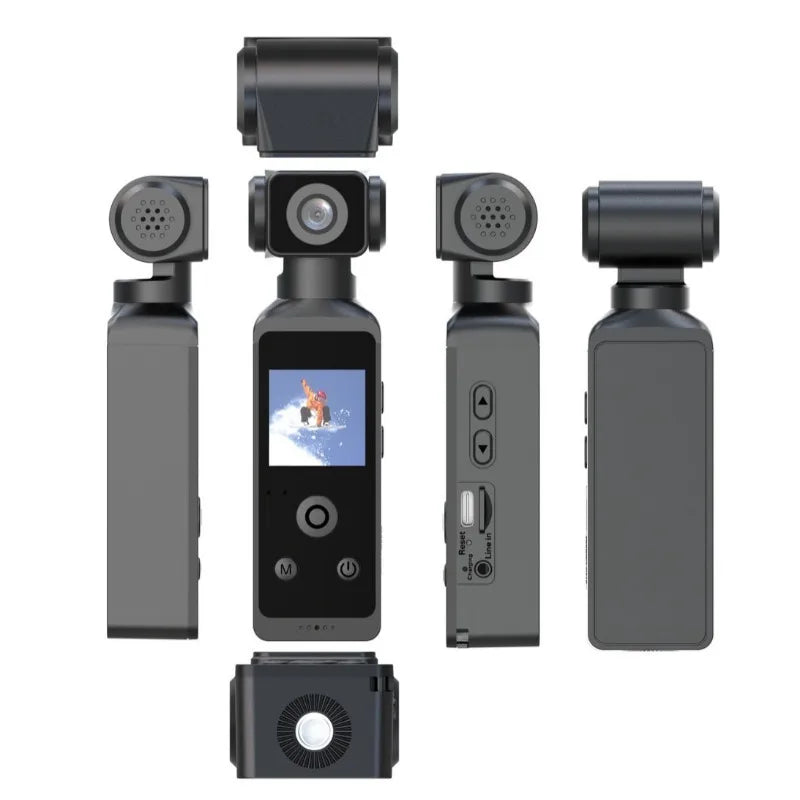 5K Action Camera with Anti-Shake - 270° Rotatable Lens, 1.33" Screen, WiFi, External Mic for Vlog/Outdoor