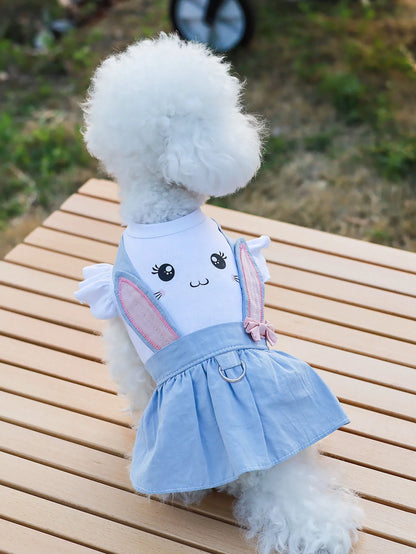 Pet Summer Clothing Thin Style Teddy Dog Clothes Cat Small and medium Dog dresses spring and Summer with lovely rabbit printing