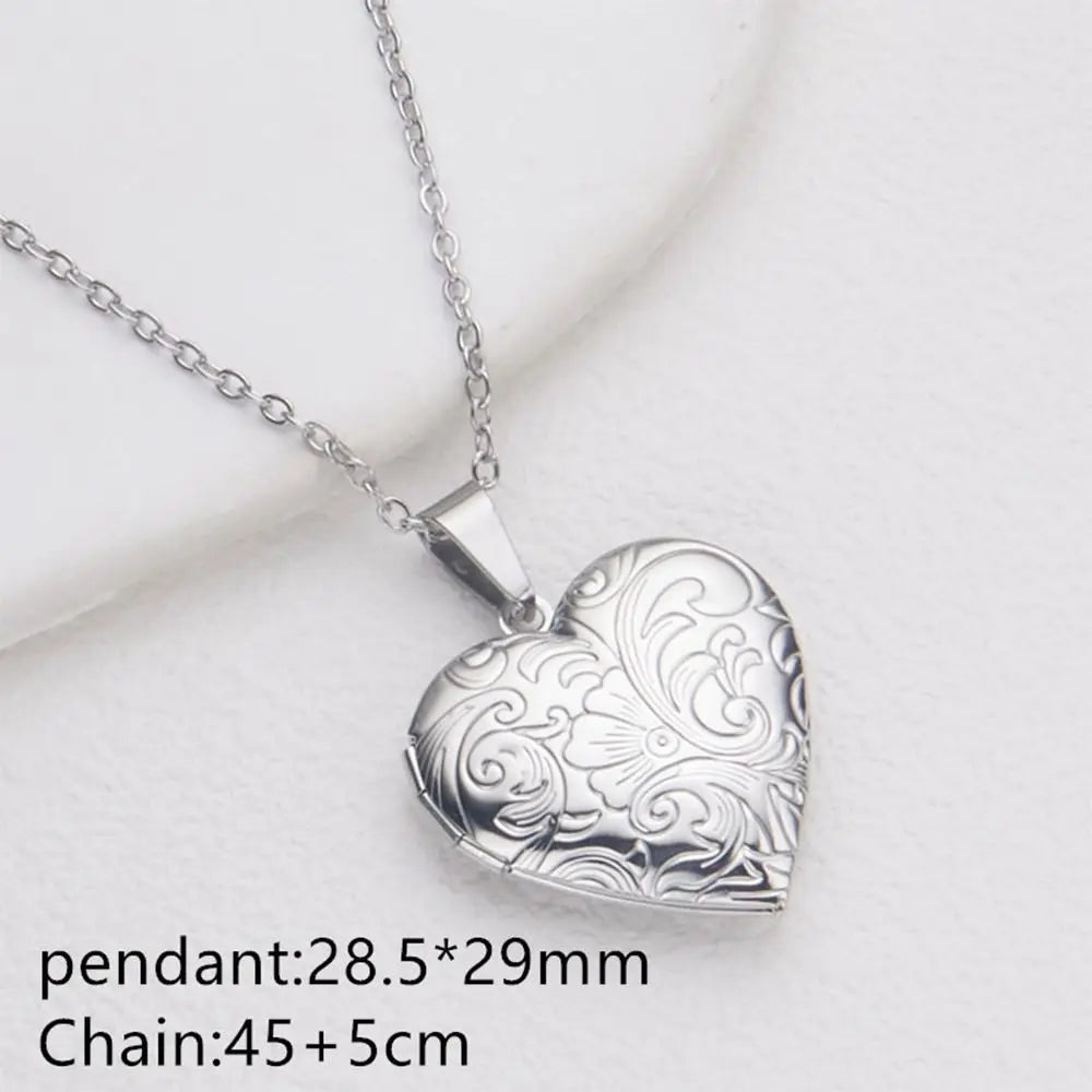 DIY Necklace Photo Picture Locket Necklace New Valentine's Day Openable Floral Heart Necklace Heart Locket Necklace