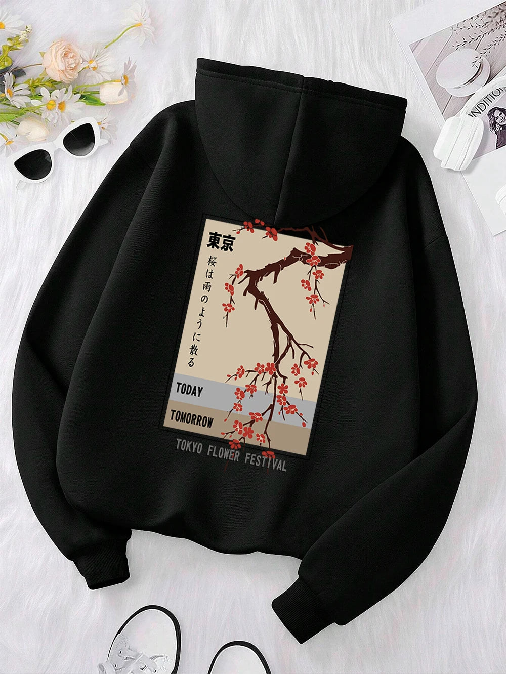 Today Tomorrow Tokyo Flower Festival Hoody Men Women Casual Warm Hoodies Fashion Loose Clothes Fleece Pullover Sweatshirt Couple