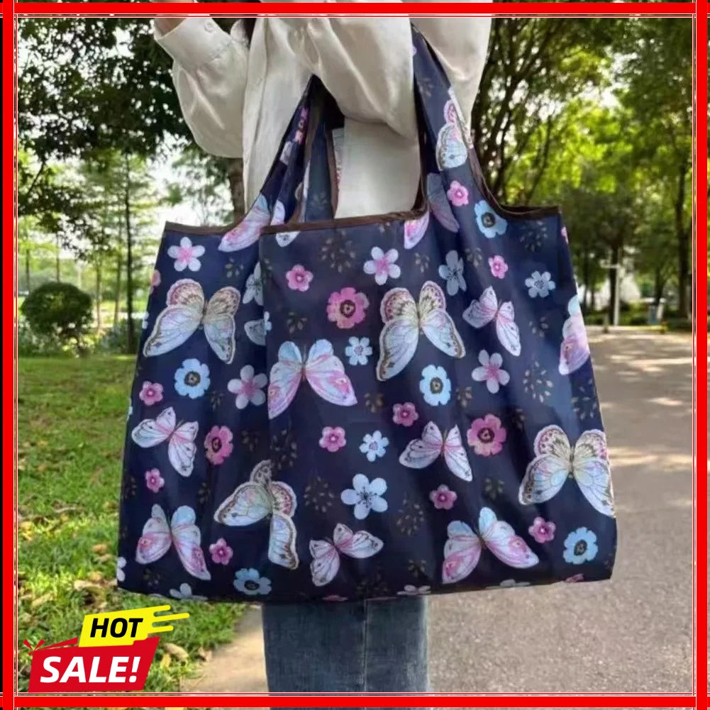 Shopping Bags Fashion Portable Various Prints and Large Capacity Convenient Nylon Easy to Fold Package Travel Essential