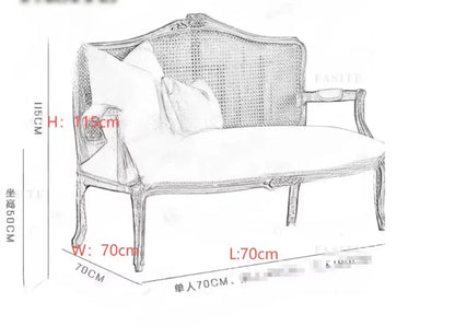 Furniture Sofa French Wood Carved Old Rattan Leisure Photography Single Sofa