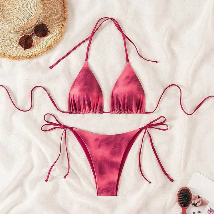 New Sexy Lace Up Neck Starfish Print Set Swimsuit Bikini Low Waist Bikinis Swimwear Beach Swimsuit Swimwear