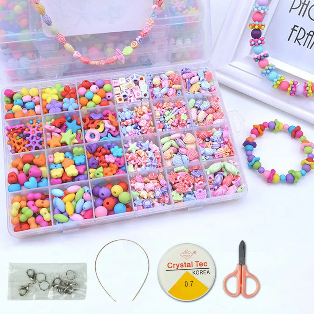 Arts Crafts DIY Handmade Beaded Kit Jewelry Set Handmade Kit for Make Bracelets Beads Creative DIY Beads for Children Girl