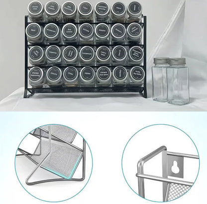 Kitchen Spice Rack 4 Tier Spice Organizer Carbon Steel Wall Shelf without Spice Jars for Cabinet Kitchen Pantry Organizer Shelf
