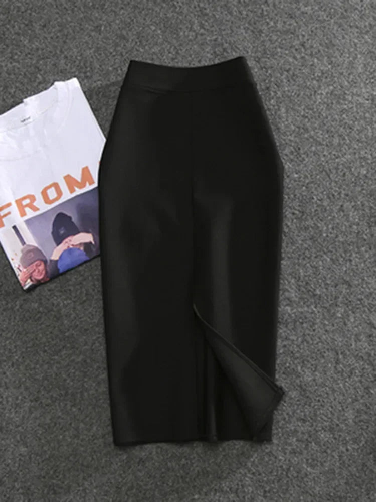 2026 New Women's Pencil Skirts Solid Pur High Waist Slim Skirt Fit Girl Summer Office Lady Elastic Female Sexy Tube Faldas PL211