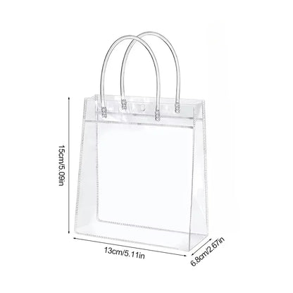 10/20Pcs Transparent Gift Bag with Handle Wedding Birthday Party Candy Gift Packaging Reusable Tote Bag Christmas Baby Shower