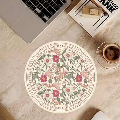 Cute round mouse pad with anti slip rubber base, portable office desktop pads, computer laptop, PC accessories