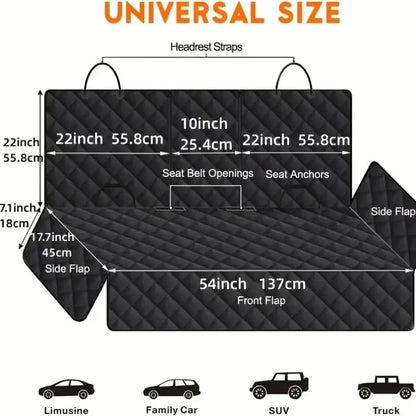 Dog car seat cover, pet rear seat cushion with safety strap, waterproof car seat cover, non-slip rear seat cover