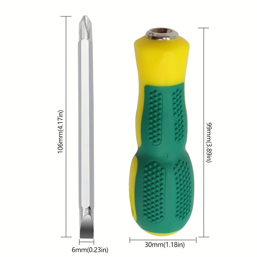 Double Use Screwdriver Removable Hand Tool Slotted Phillips Screw Driver Impact Double Head PH2 Dual Interchangeable