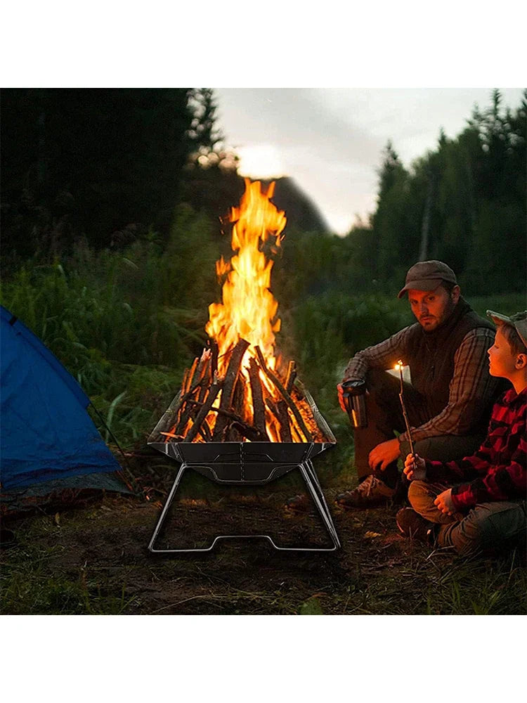 Portable Stainless Steel Foldable BBQ Grill, 1-2 People Charcoal Stove for Camping Picnic & Outdoor