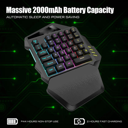 Mini Keyboard One Handed Gaming Keyboard 2.4G Wireless RGB Lighting ABS 35 Keys Gaming Keyboard for Computer