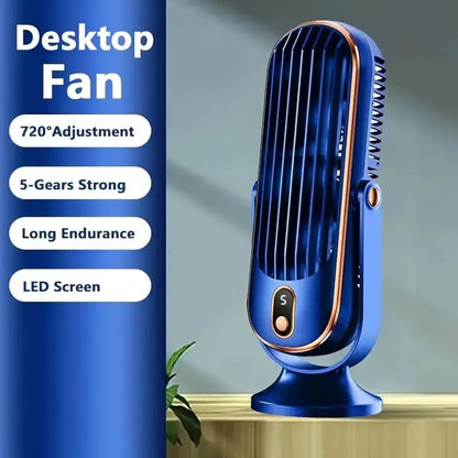 Portable USB Fan | 5 Speeds, 720° Swivel, Quiet Cool Breeze, Air Circulation, Indoor/Outdoor Use, Ideal For Home, Office, Travel