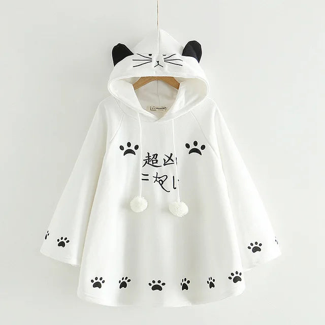 Japanese Poncho Cloak Jackets Mori Girl Autumn Winter Hooded Kawaii Cape Coat 2021 Padded Cute Pullover Capes Femme Shawl Jacket