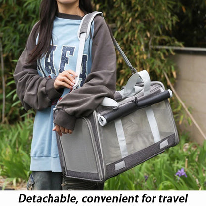 Outdoor Pets Strollers on Wheels Small Dog Cat Luxury Strollers Travel Cheap Cute Foldable Pets Trolley Carrier Breathable