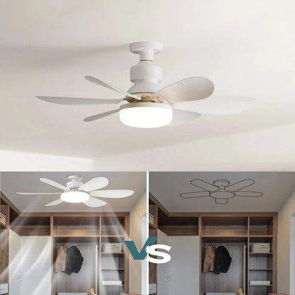 LED Socket Fan Light with Remote Small Ceiling Fan with Light, Cordless Light Socket Fan for Kitchen Bedroom Small Room