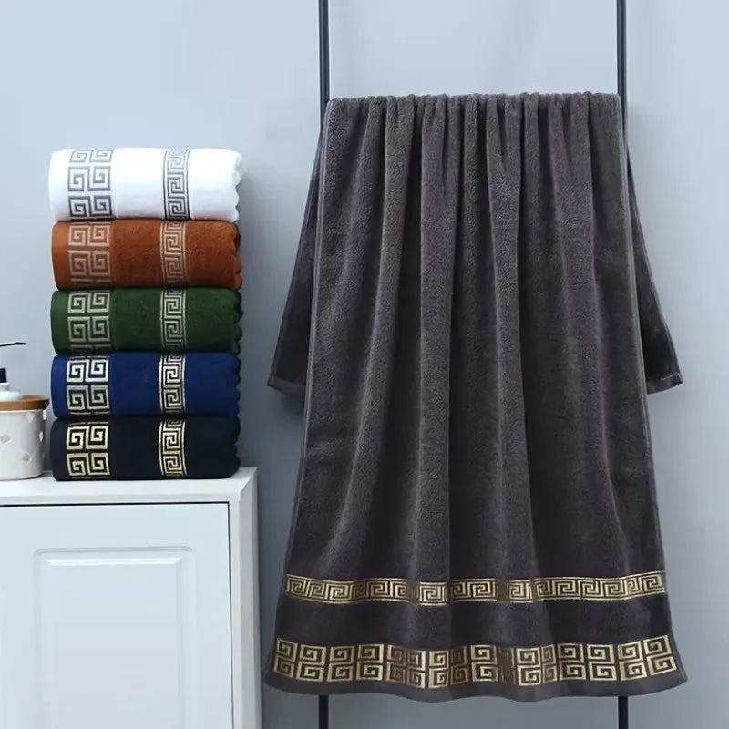 Large 140x70cm Bath Towels Cotton Thick Shower Towel Cover Embroidered Gift Sport Colors - Blue White Brown Black Green Grey