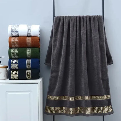 Large 140x70cm Bath Towels Cotton Thick Shower Towel Cover Embroidered Gift Sport Colors - Blue White Brown Black Green Grey