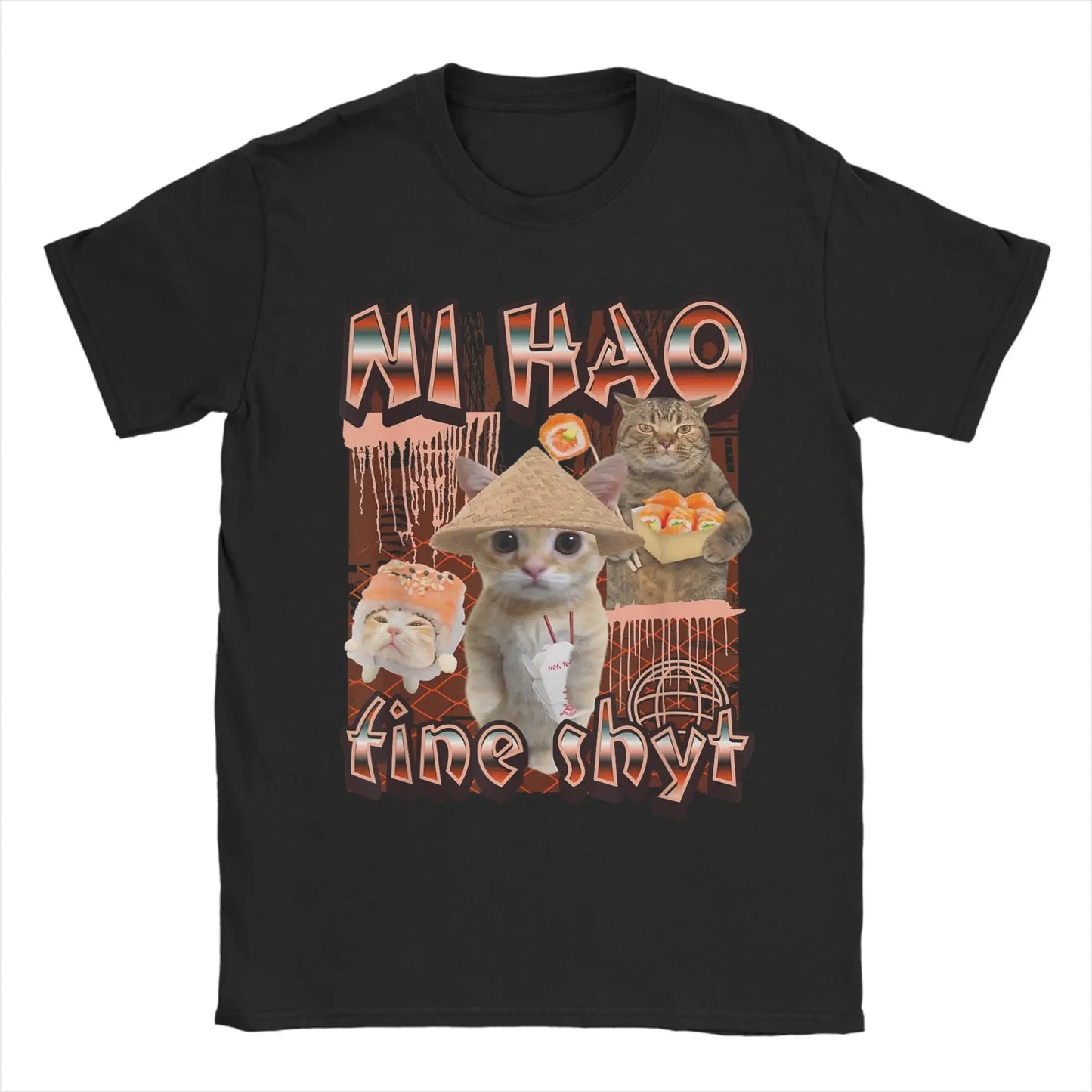 2025T-shirt men's and women's printed T-shirt funny cat summer clothes cotton summer clothes T-shirt high quality street clothes