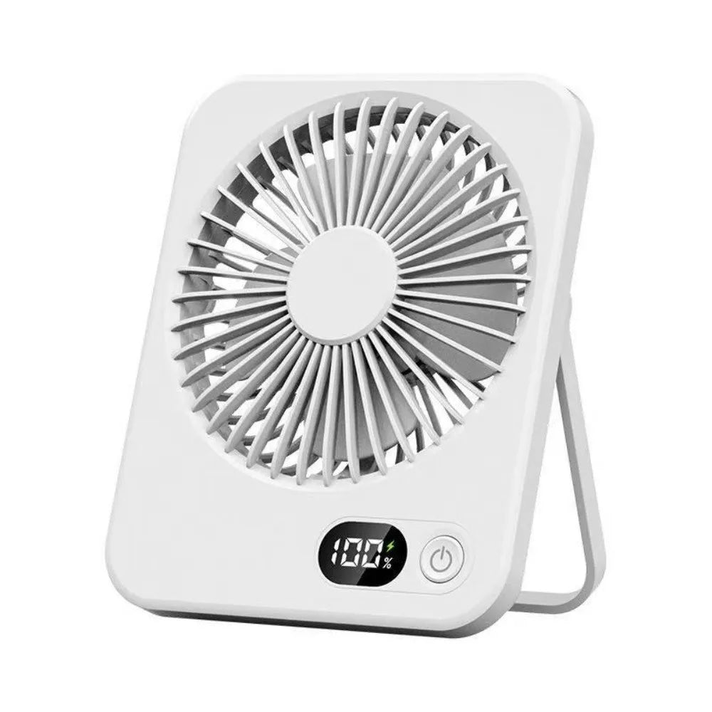 Portable Mute Desktop Fan With Power Display USB Rechargeable Mini Handheld Fan 5 Speeds Adjustable Cooling Fan Home