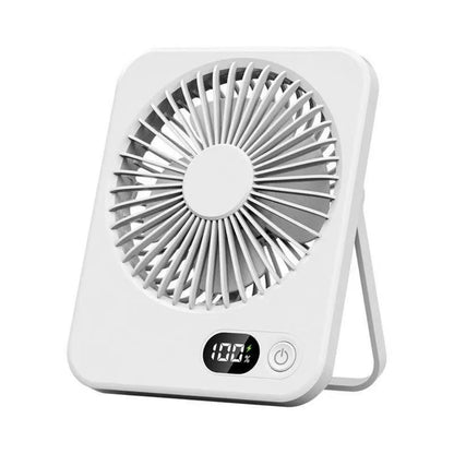 Portable Mute Desktop Fan With Power Display USB Rechargeable Mini Handheld Fan 5 Speeds Adjustable Cooling Fan Home