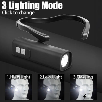 2025 New Ear-Hanging Headlamp, 1000 Lumens Motion Sensor LED Head Light, 3 Modes Light for Hands Free Camping Running Repair
