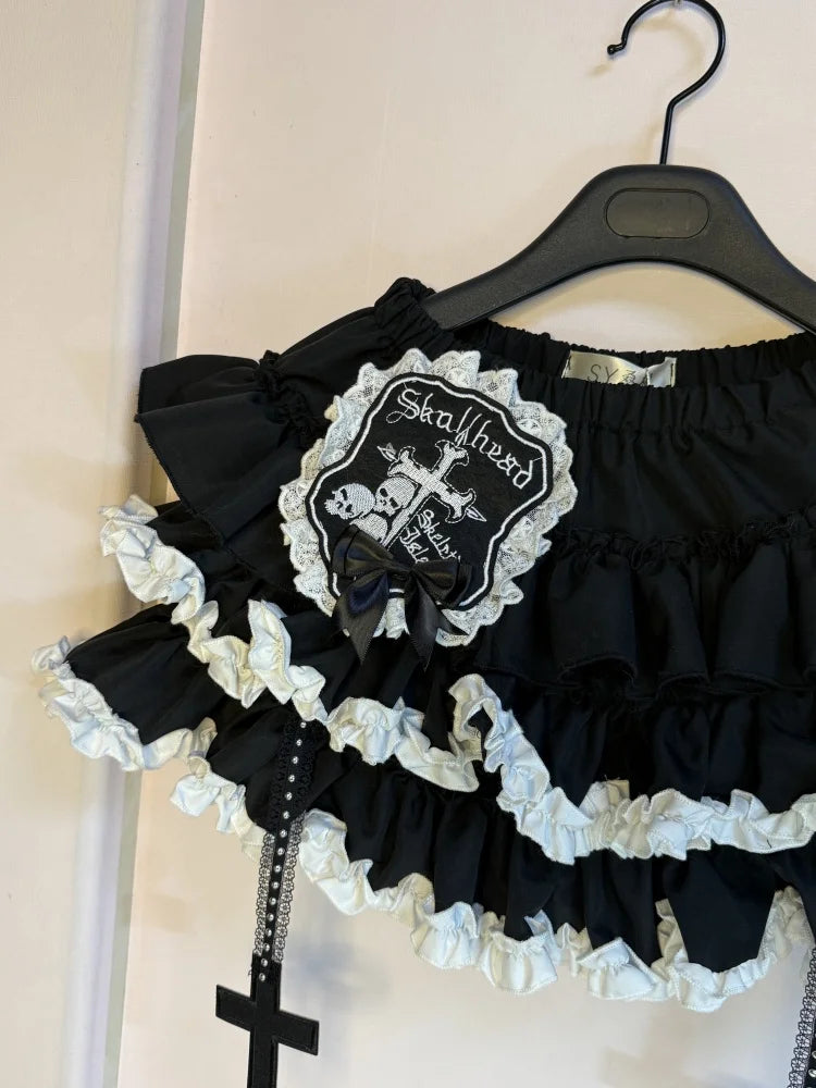 Original Design Spring Summer New Sle Women's f-length Puffy Skirt with Se Pants Cake-aped Gown High-waist Loose Fit