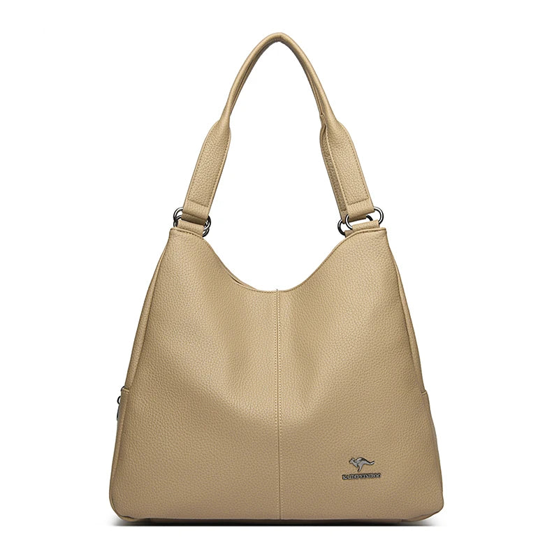Top-handle Hobo Bag Leather Women Handbags Female Leisure Shoulder Bags Fashion Purses Vintage Bolsas Large Capacity Tote Bag