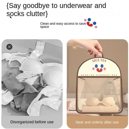 Socks Bra Storage Bag Large Capacity Breathable Mesh Bags Wall Hanging Behind The Door Bedroom Underwear Organizer Mesh Pocket