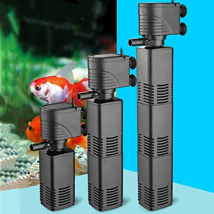 Plastic 3 in 1 Fish Tank Filter 4/6/12/20/30W Filtration Fish Tank Built-in Filter Increase Air Oxygen with Inner Sponge