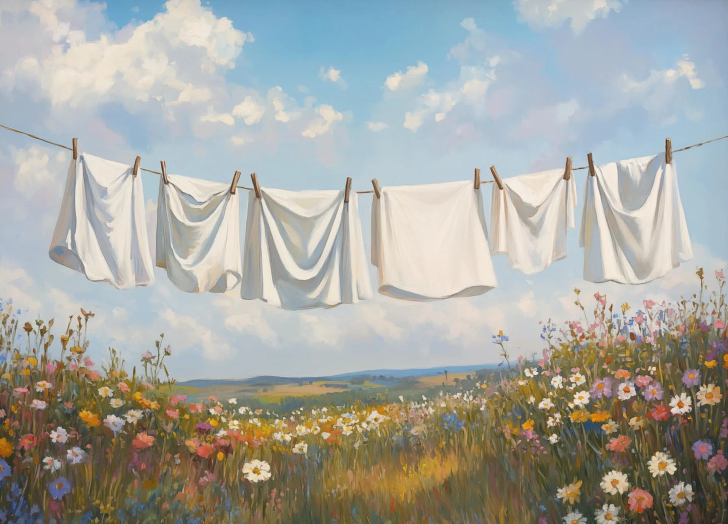 Classic Oil Painting Laundry Room with Clothes Hanging Poster Canvas Art Painting Printing Home Room Wall Pictures Decor Gift