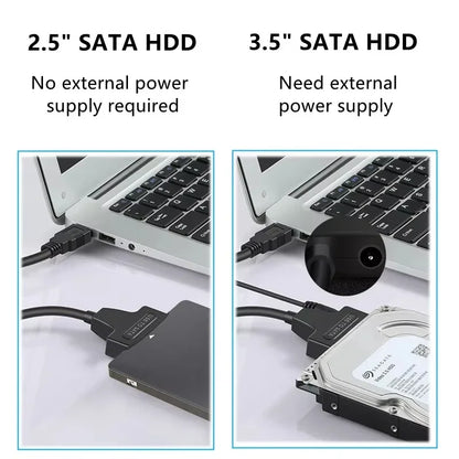SATA To USB 3.0/Type-C Cable SATA III Hard Drive Adapter Up To 6 Gbps for 2.5 3.5 Inch HDD SSD Hard Drive Disk with 12V/2A Power