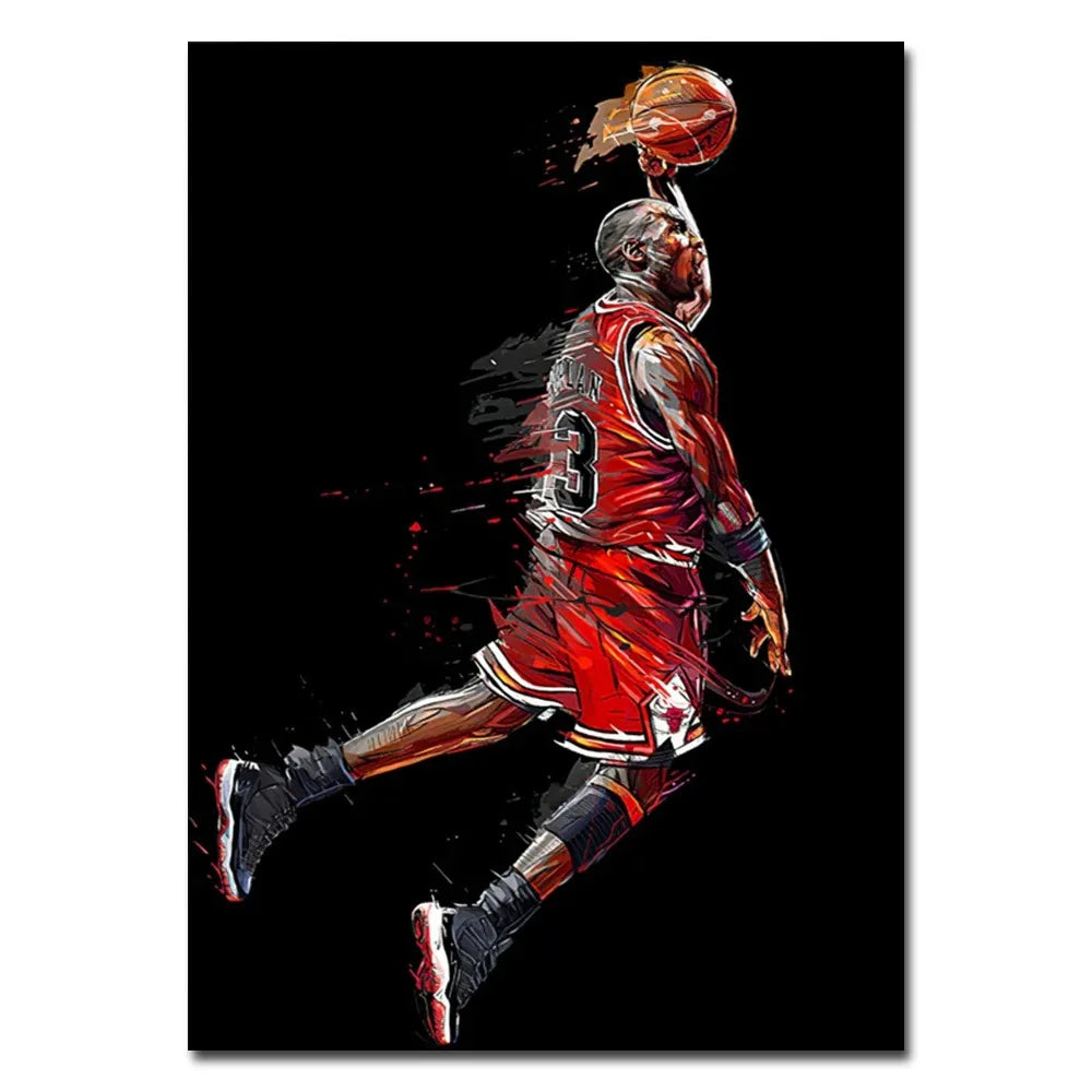 Famous Basketball Stars Wall Art Poster Abstract Graffiti Mural Modern Home Decor Canvas Painting Room Decorate Prints Pictures
