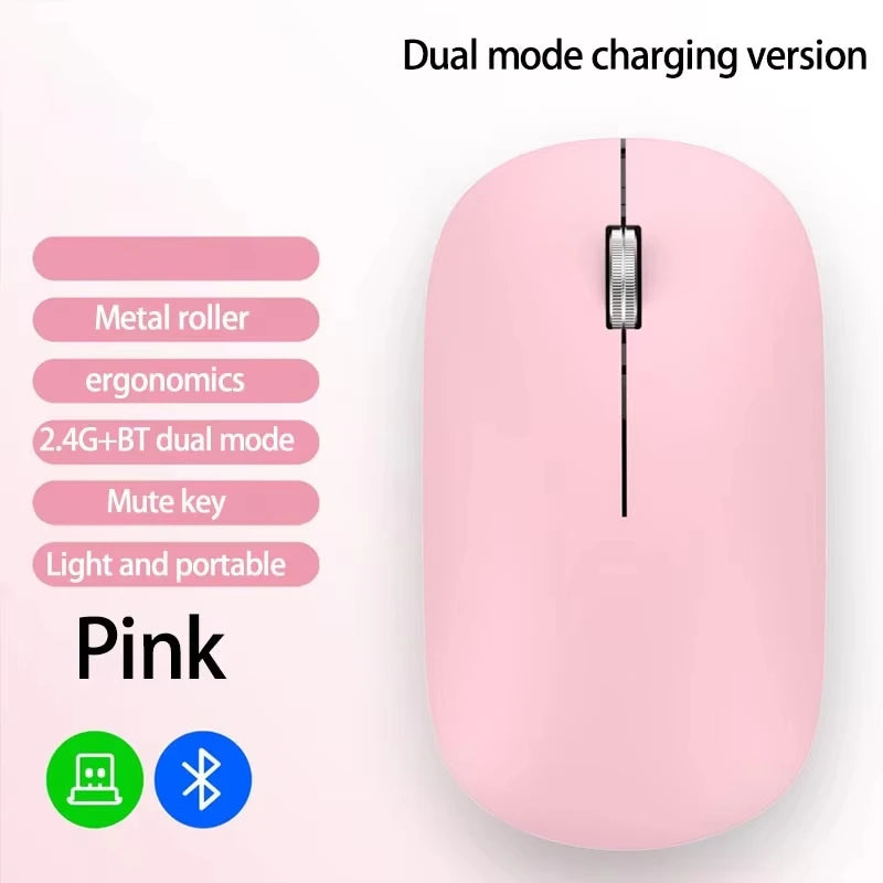 Lenovo Wireless Mouse with Type-C Fast Charging, Silent Click Dual-Mode for Multi-Device, 4 Adjustable DPI 2.4G + BT Dual-mode